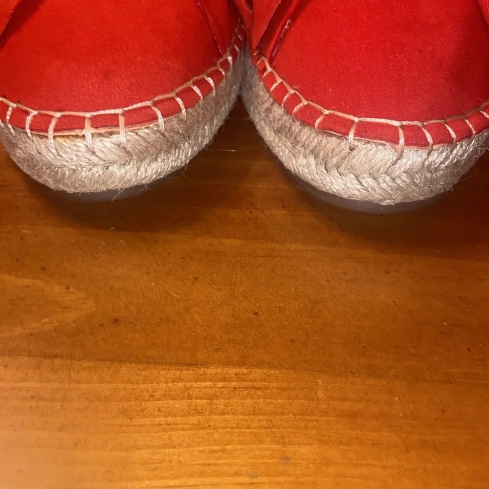 Sam Edelman red suede Lydia bow espadrilles mules size 8